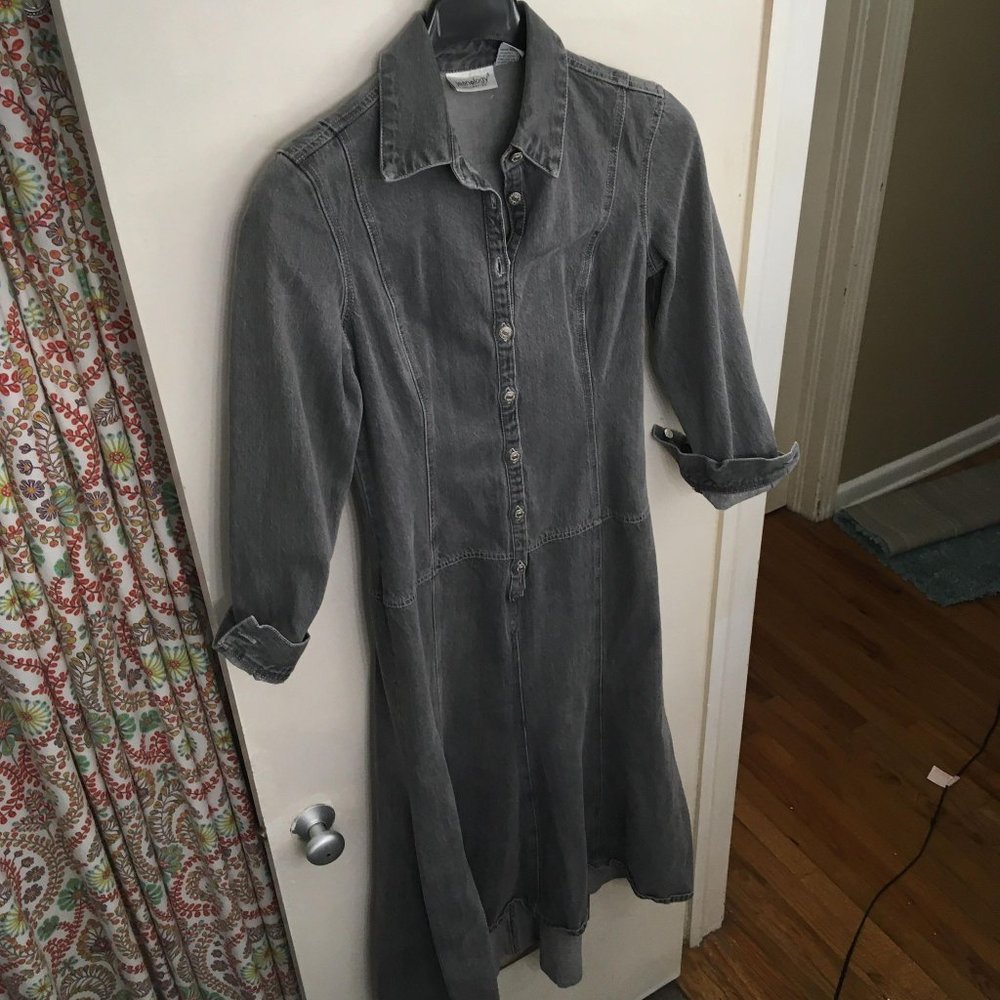 Jeanology Collection Newport News Maxi Jean Dress, Gray Denim, Size 10